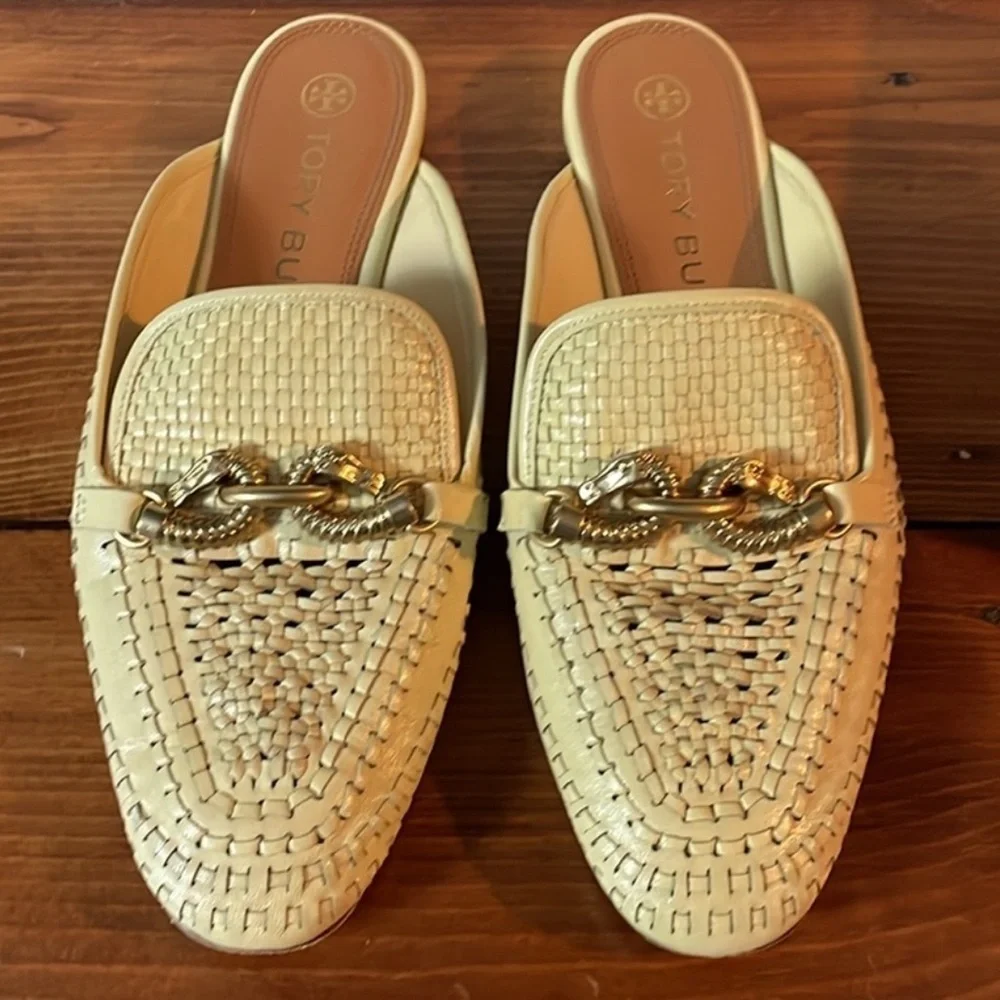 Tory Burch Jessa loafer backless loafer mules clogs woven leather miller flats